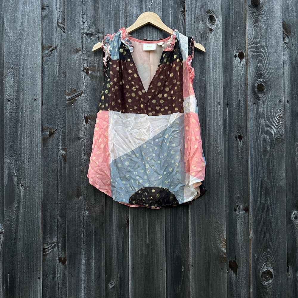 Anthropologie Maeve - Fantasia Metallic Clip Dot Top